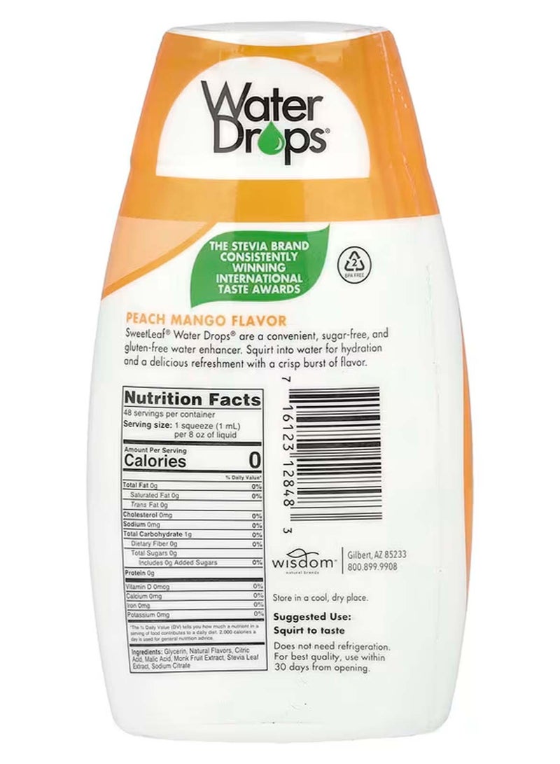 سويت ليف قطرات الماء ، محسن ماء ستيفيا اللذيذ ، بنكهة الخوخ والمانجو ، 1.62 أونصة سائلة (48 مل) - Image 2